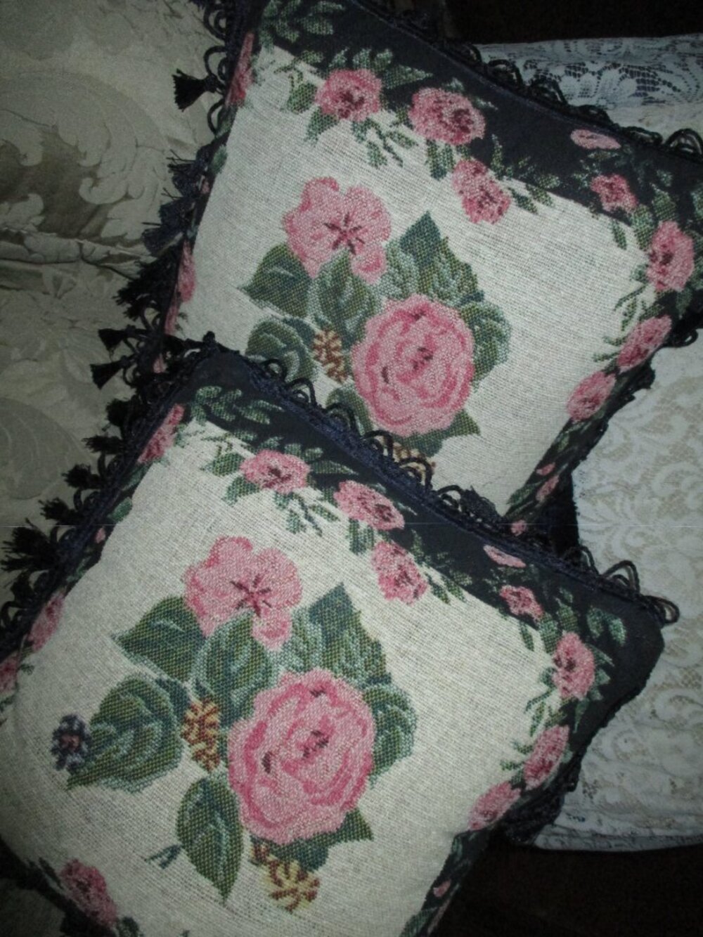 Vintage Weaved Deco Rose Pillows